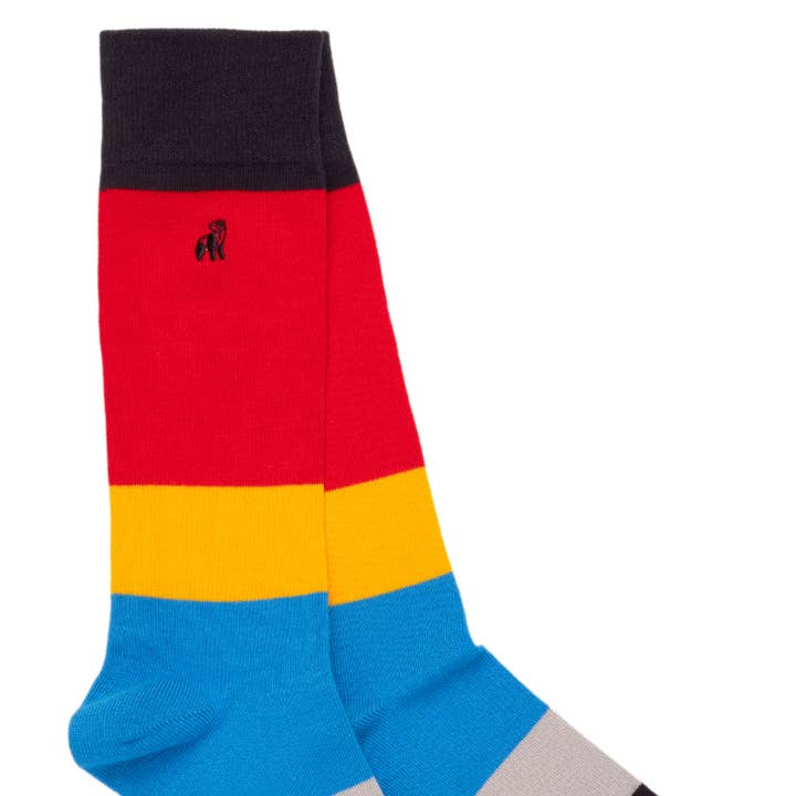 Chaussettes rouges à larges rayures (3 paires) pour la vente par Swole Panda