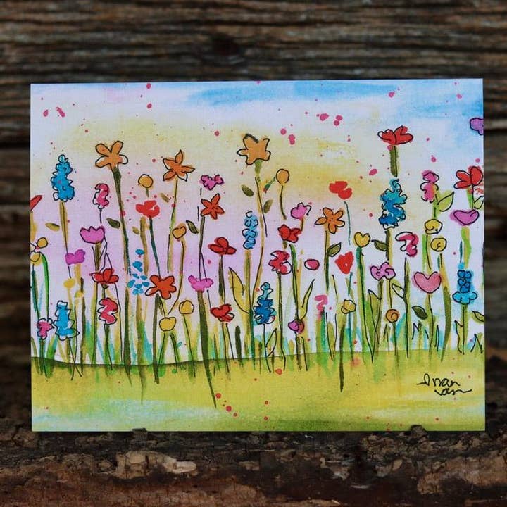 Fleurs sauvages vives et colorées pour la vente par Nan Van Art