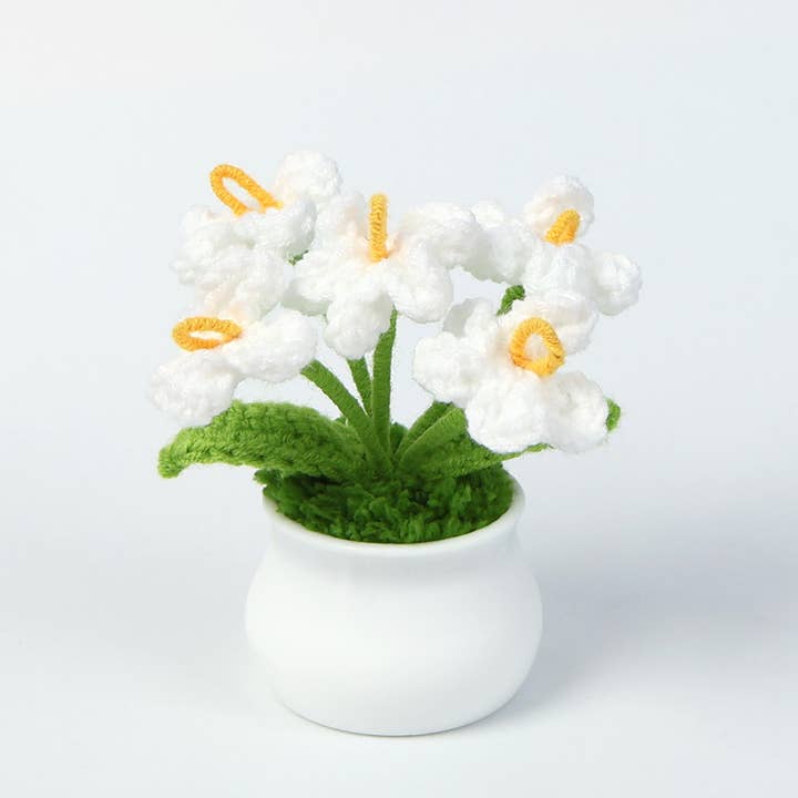 Lilyrosy - Wholesale Artificial Flowers - Lilyrosy Crochet Flower Pot Tulip Sunflower, Handmade Gifts