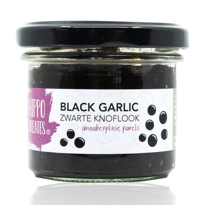 Vegan caviar black garlic pearls, 100 gram for wholesale by Hippocreates