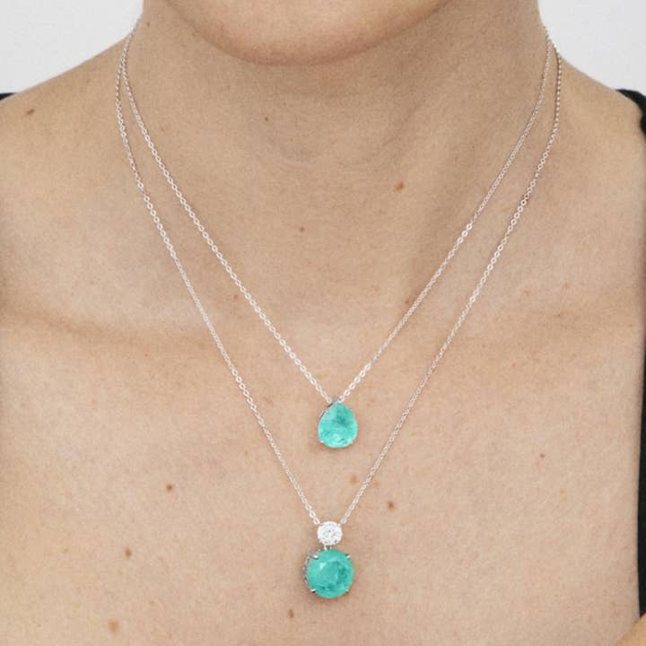 Luxenter – wholesale Pendant/charm necklace – Collar Luxenter de Plata de Ley 925 con Circonita Santa María Africana acabado en rodio - Geda4