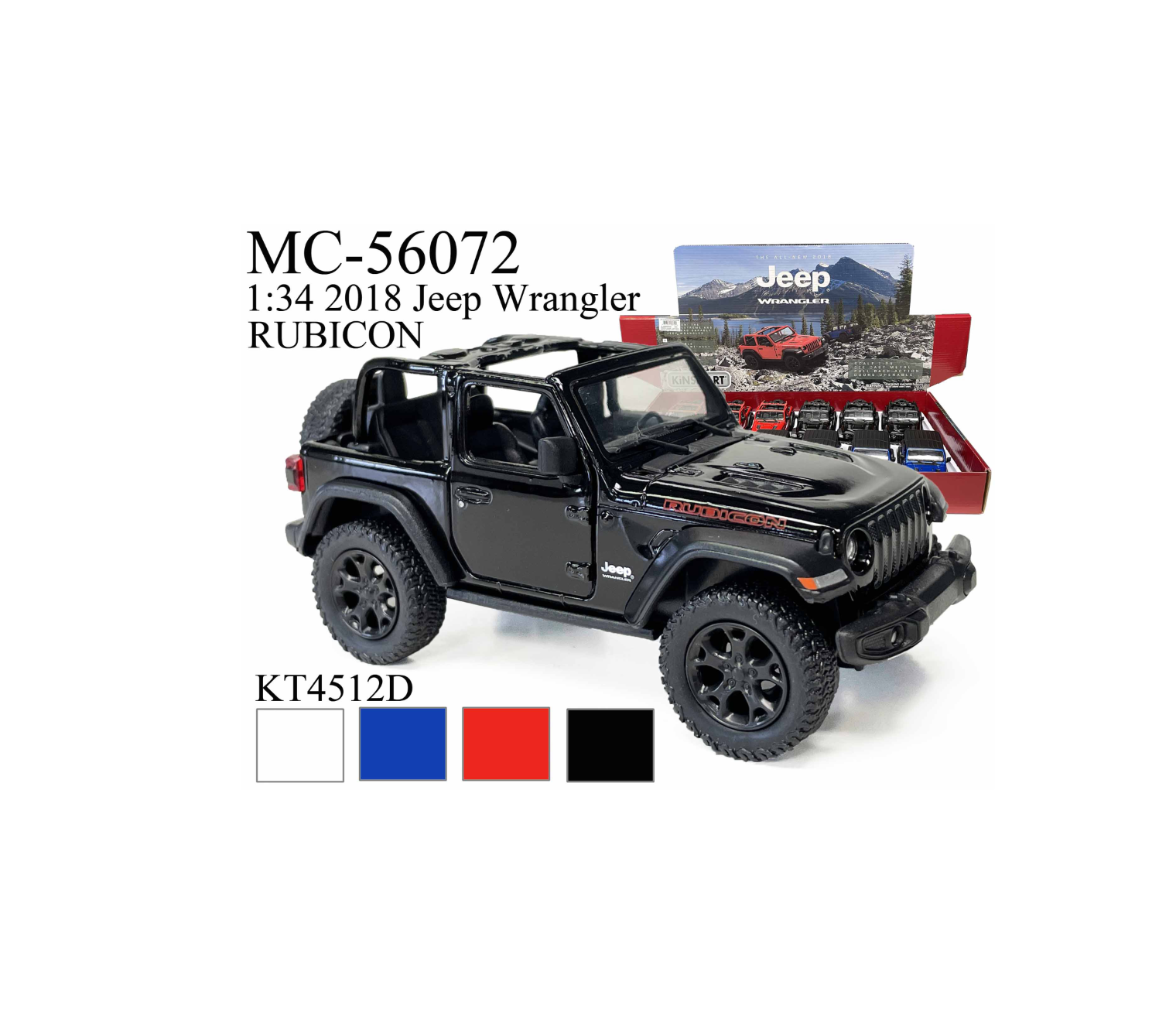 Maßstab Modell Jeep Wrangler Rubicon 1:34 Rot 11 Cm 