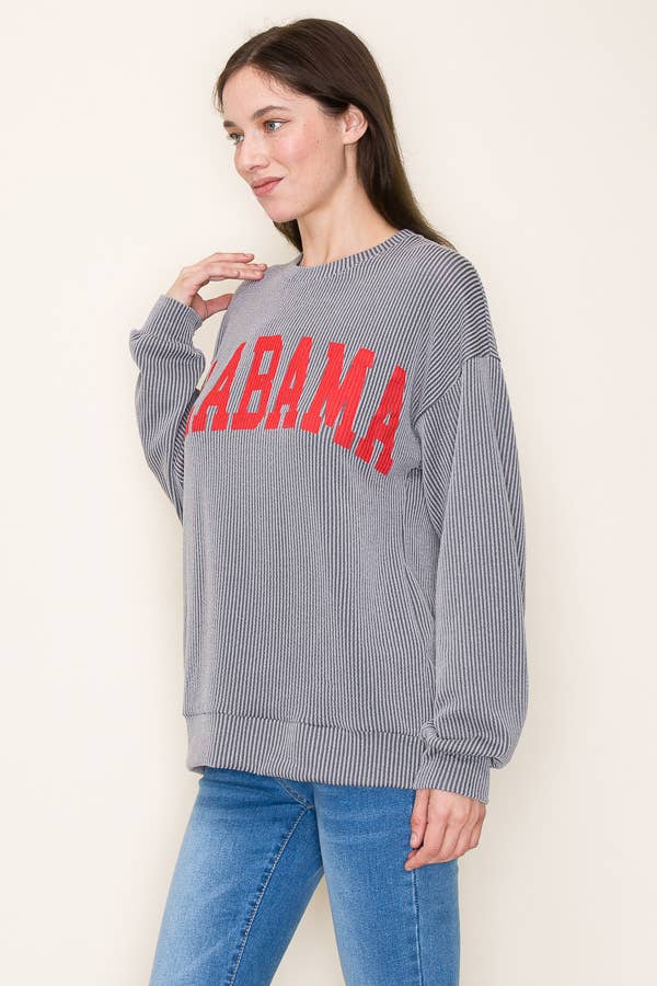Tres Bien, Inc - Wholesale Graphic Sweatshirt - Women's - "ALABAMA" RIBBED L/S TOP6