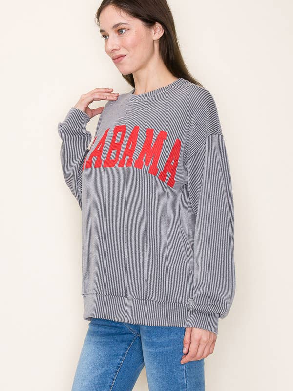 Tres Bien, Inc - Wholesale Graphic Sweatshirt - Women's - "ALABAMA" RIBBED L/S TOP6