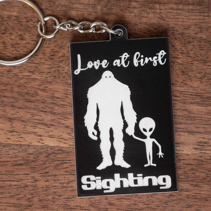 BigFoot & Alien Keychain/ Love at first sighting keychain for wholesale by HoneyGlow Designs