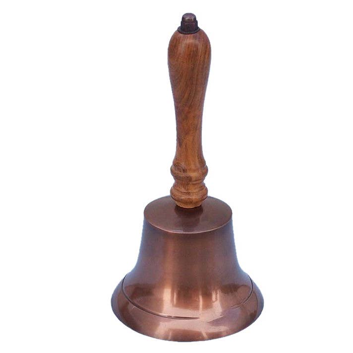 Antik Kobber Hand Bell med træhåndtag 8 „“ for engroshandel hos Hampton Ironworks