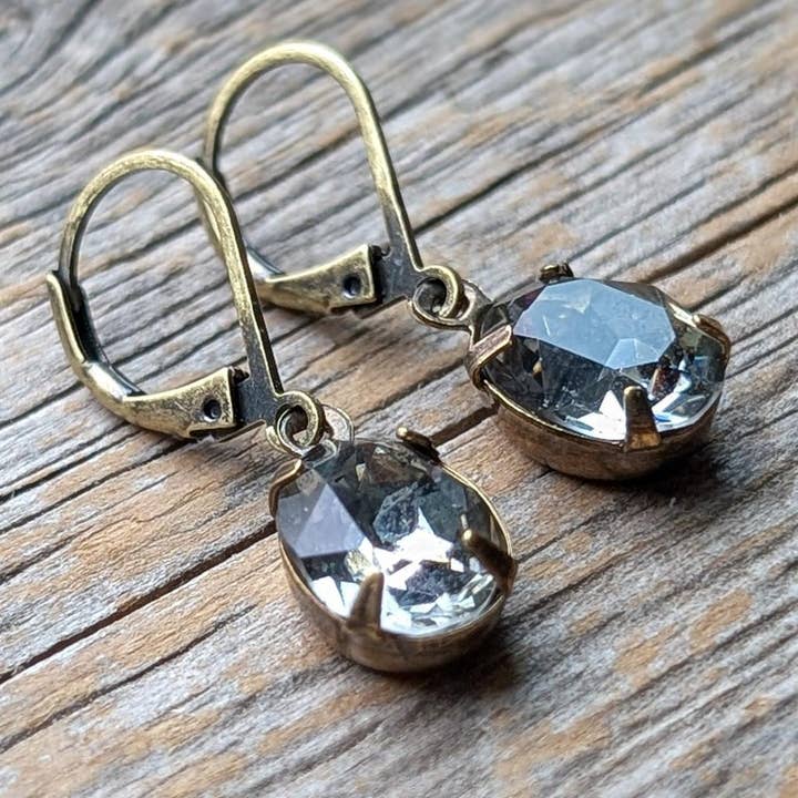 Black Diamond Vintage Rhinestone Earrings for wholesale by Christine Stoll | Altered Relics