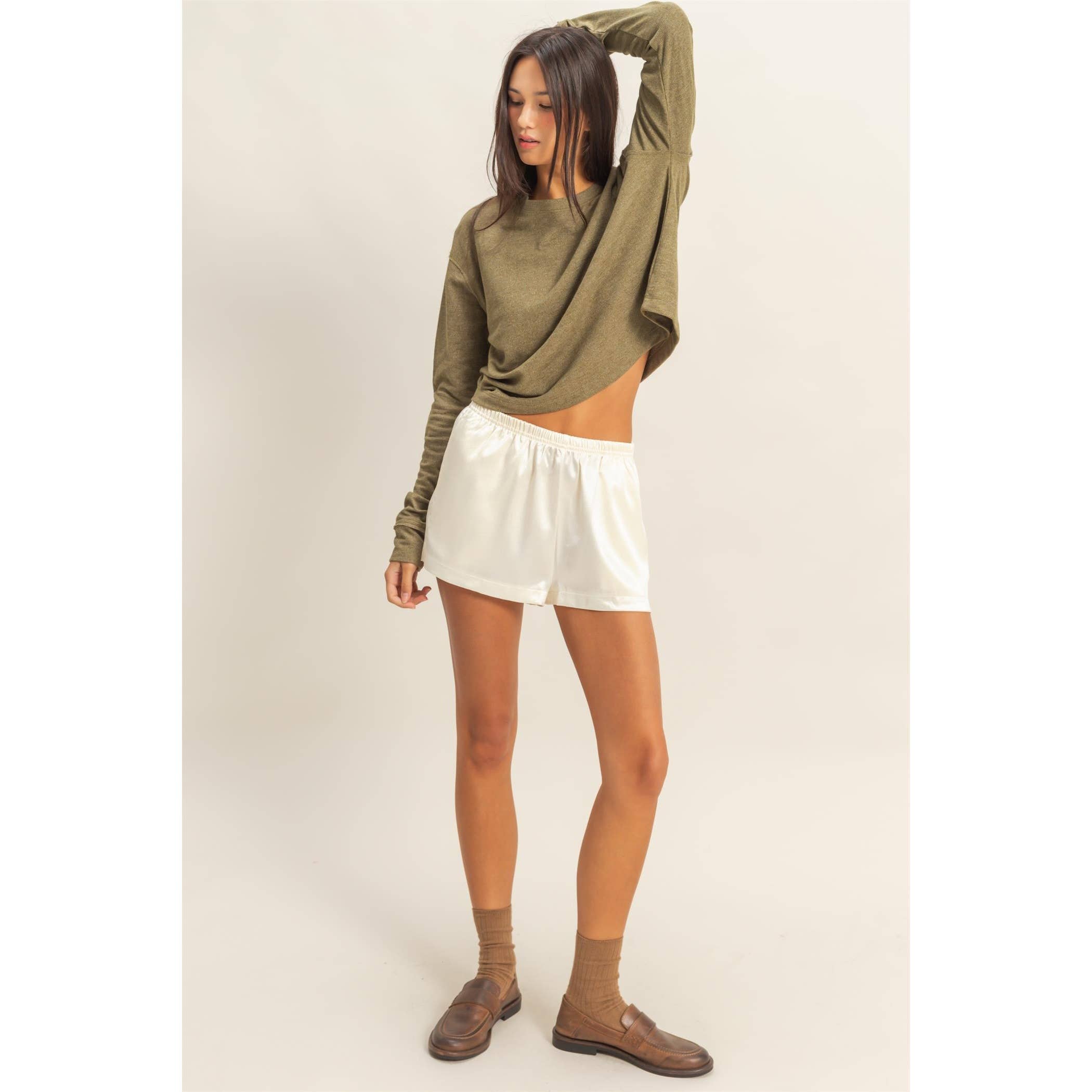 HYFVE - Wholesale Shorts - Women's - Satin Elastic Waist Shorts With Side Slit34