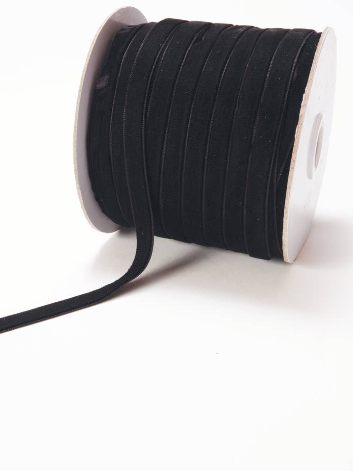 3/8" Black Classic Woven Velvet Ribbon for wholesale by May Arts Ribbon