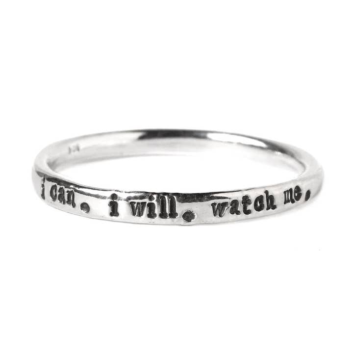 I can. I will. Watch me. Tiny Message Ring for wholesale by Everthine Jewelry