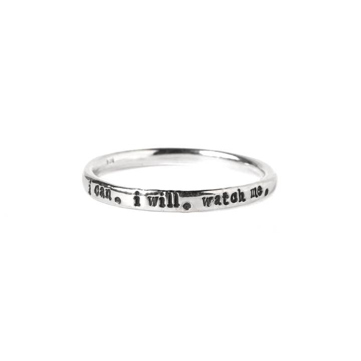 I can. I will. Watch me. Tiny Message Ring for wholesale by Everthine Jewelry