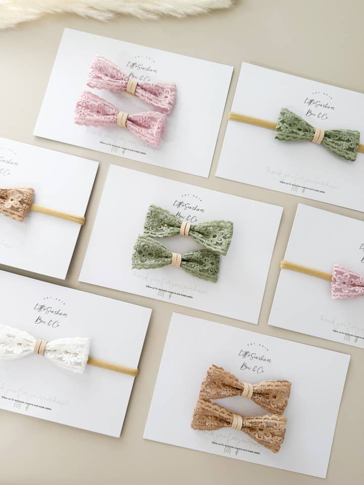 Lace Hair Bows for wholesale by Little Sunshines Bow & Co