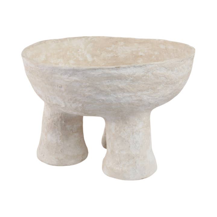 Sagebrook Home - Wholesale Decorative Plate/Dish/Bowl - White 15x10 in. Paper Mache 3-Footed Decorative Bowl1