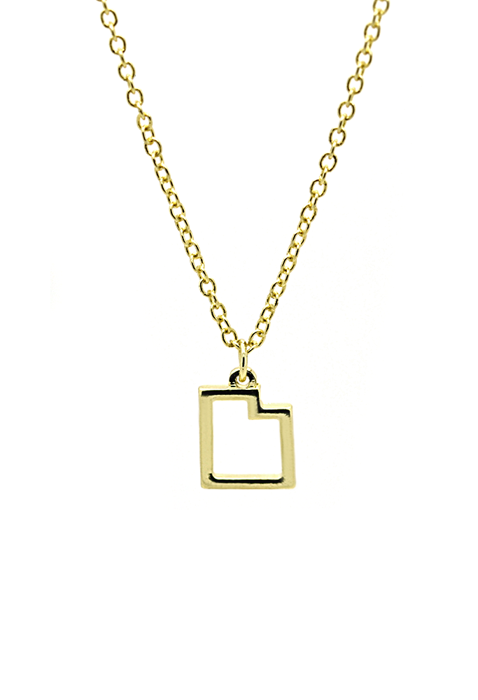 Lucky Feather - Wholesale Pendant/Charm Necklace - State Necklace - Gold - UTAH1