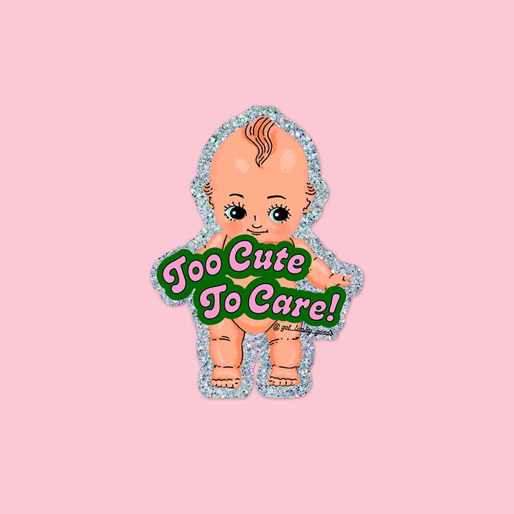 Too Cute Glitter Kewpie Sticker for wholesale by Lucky Goods Paper