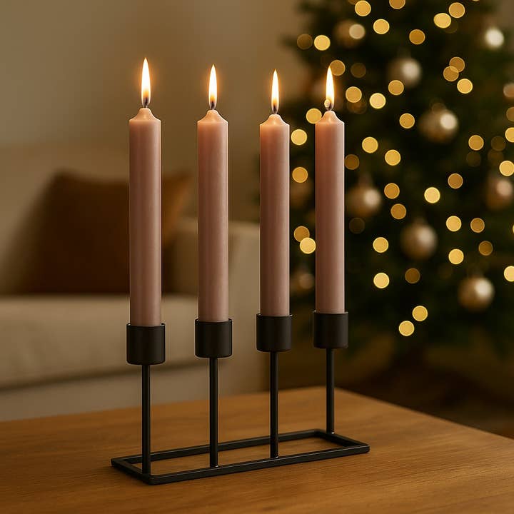 Wurm - Wholesale Tapered Candle/Candlestick - Taper candle taupe solid-colored Ø 2x18 cm burning time approx. 8 hours.1