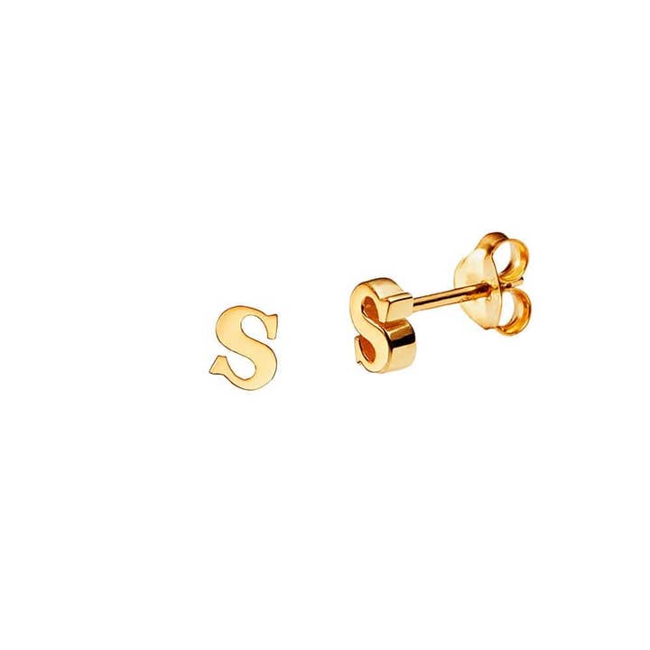 Gold Plated Stud Earring Letter s for wholesale by Juulry
