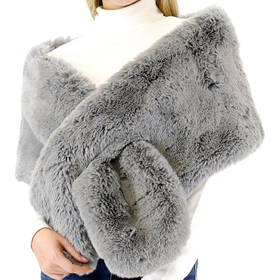 Diacly - Vente Châle – femme - Écharpe surdimensionnée en fausse fourrure de vison pour cheveux courts2