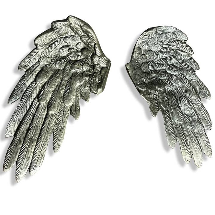 Sanyork Fair Trade – wholesale Wall Accent – Rustic Pair of Angel Wings Metal Aluminum Bronze Set Color
