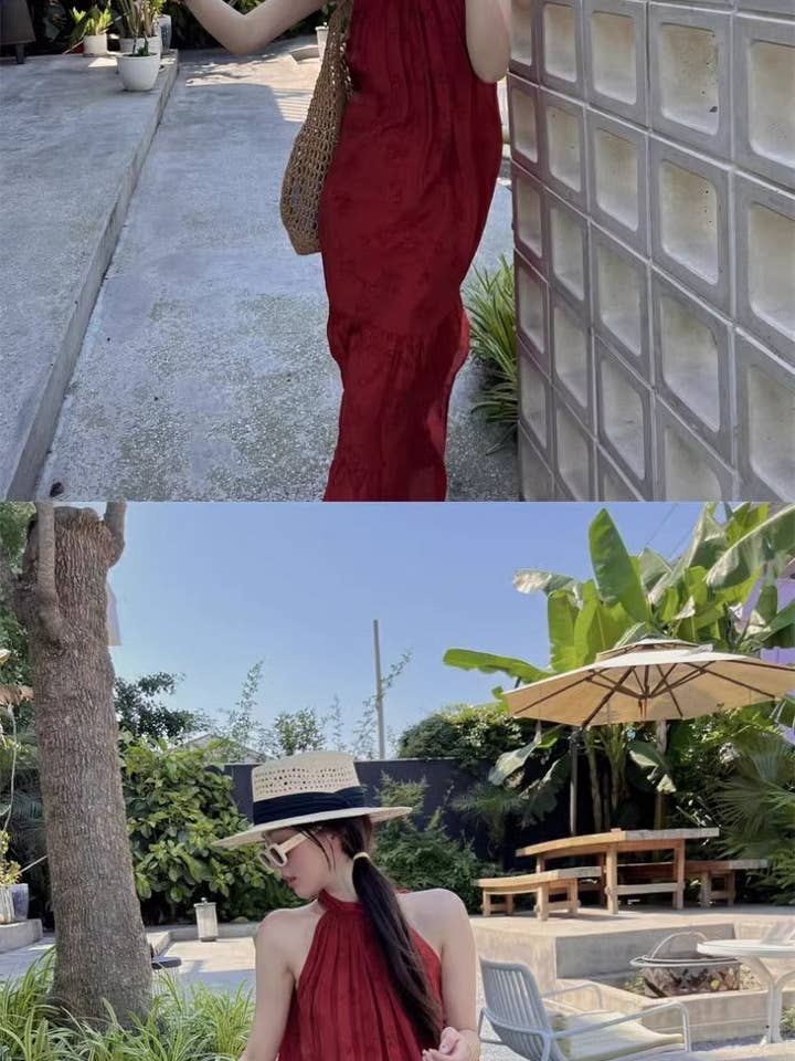 Rouge Robe rétro chinoise moderne printemps 25 chic en vente sur Faire7