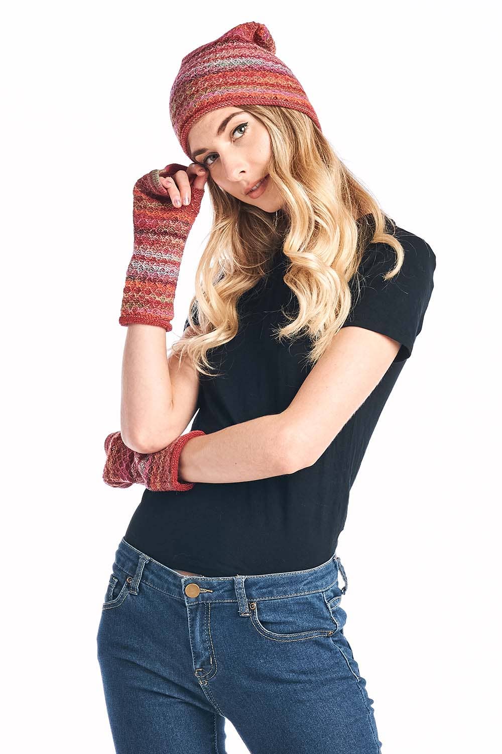 Shupaca Alpaca – wholesale Gloves – Women's – Alpaca Gloves - Printed - Saffron2