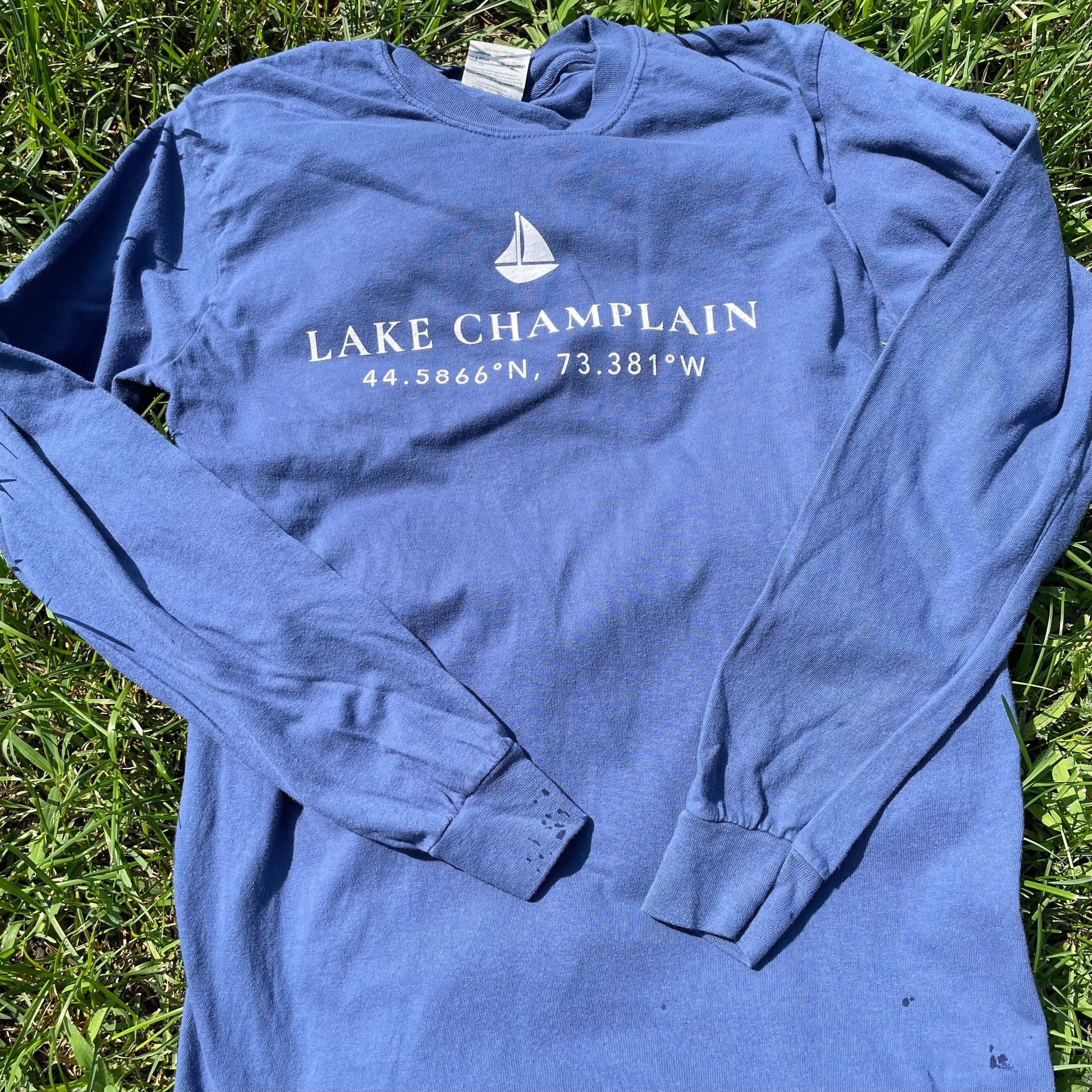Just Wandering Co. - Wholesale Screen Printed T-Shirt - Unisex - Lake Champlain Long Sleeve Shirt | Plattsburgh, New York | B6