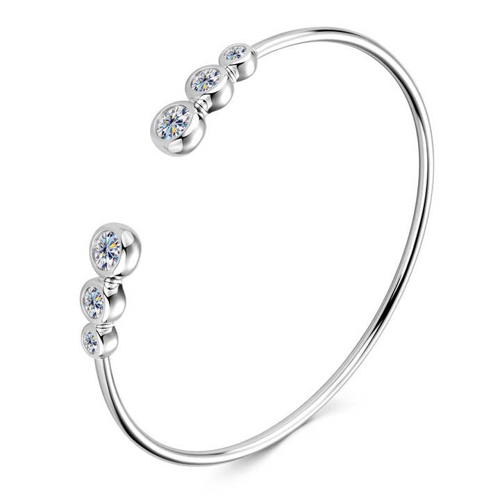 Perimade & Co. LLC - Wholesale Cuff Bracelet - Moissanite Wedding Bangle Bracelet in 925 Sterling Silver