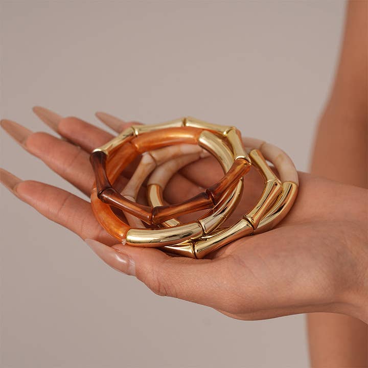 Dipped Shop - Wholesale Bangle Bracelet - Simple Metal Acylic Splicing Thin Bracelets DP25D6216