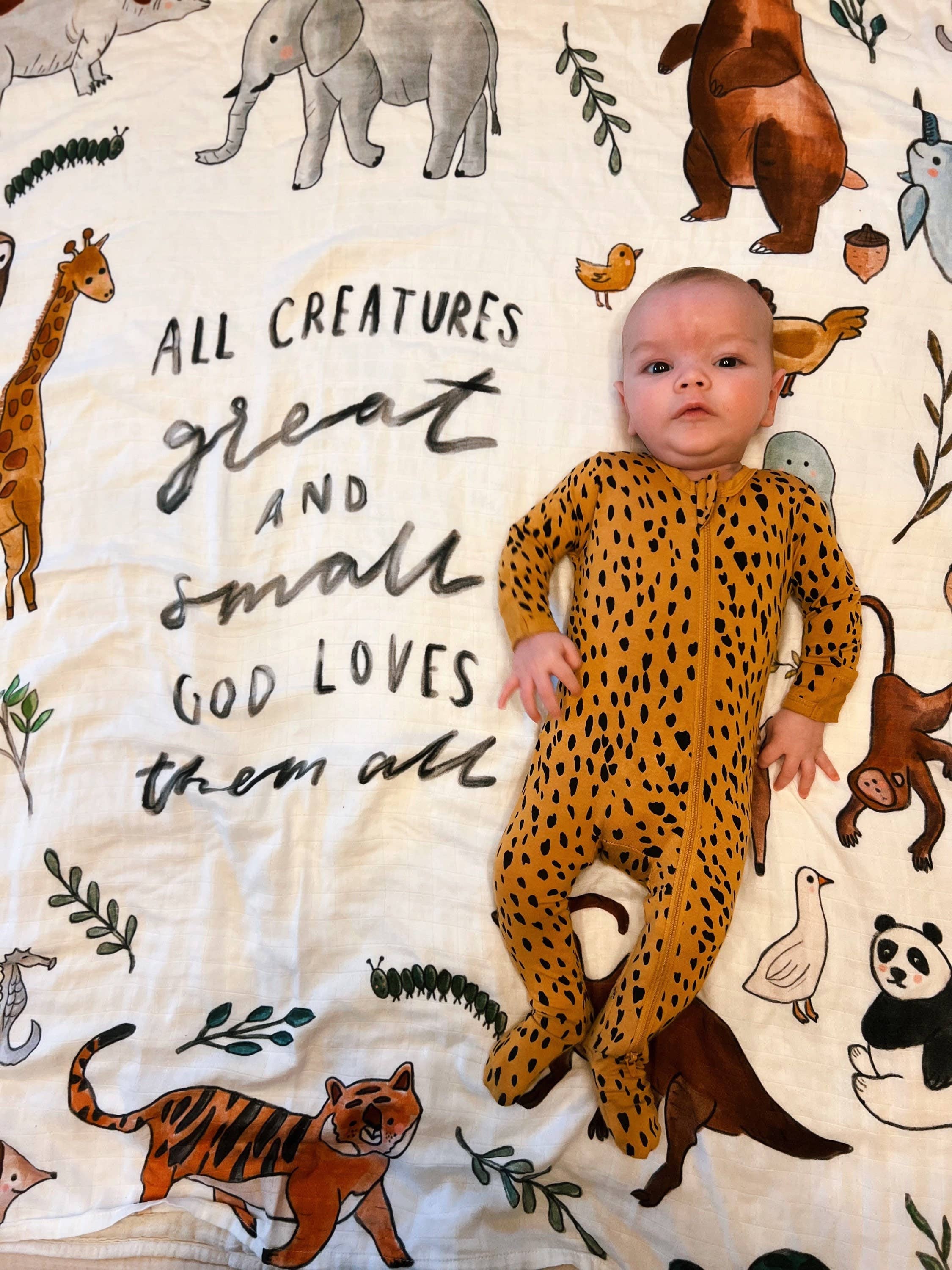 Fawnly - Wholesale Swaddle – Baby - Creatures Great And Small Bamboo Cotton Muslin Swaddle3