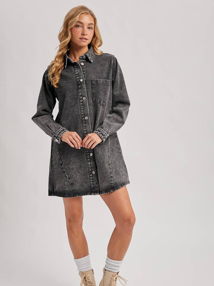 Bluivy - Wholesale Dress – Women's - DENIM BUTTON DOWN SHIRT DRESS10