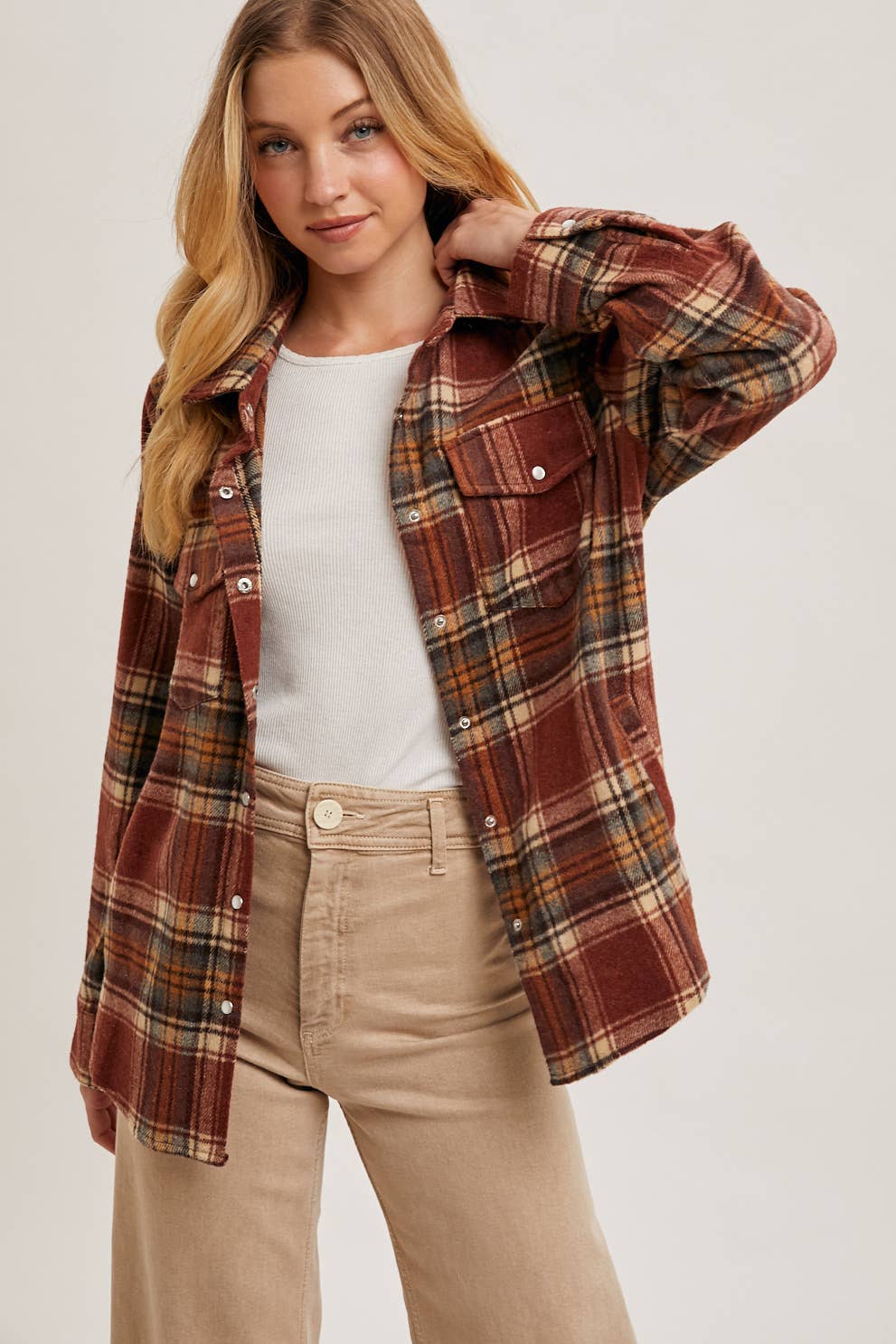 Bluivy - Wholesale Shirt Jacket/Shacket - Women's - BUTTON DOWN PLAID SHACKET13