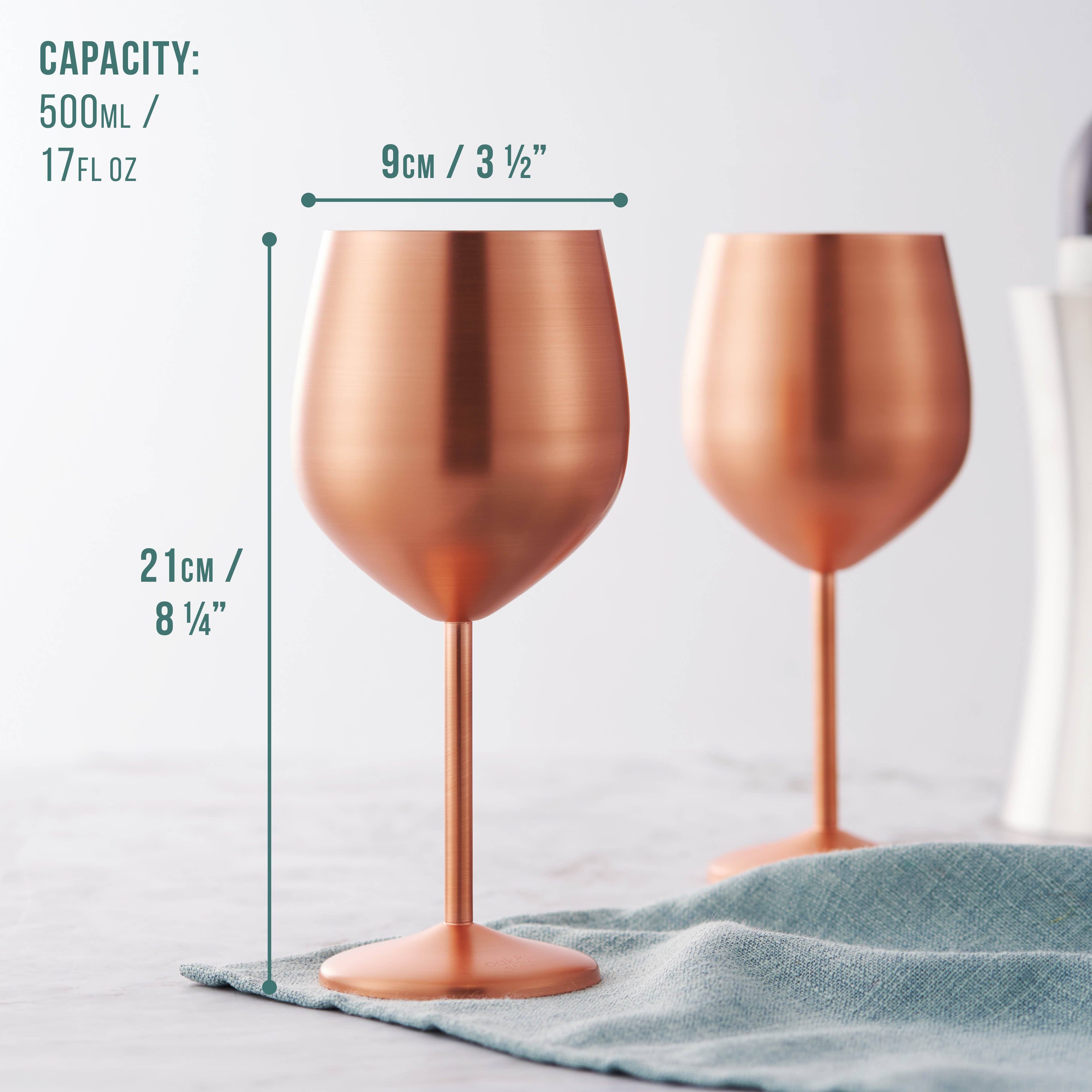 Oak & Steel - Wholesale Wine Glass - 4 Matte Rose Gold Wine Glasses4