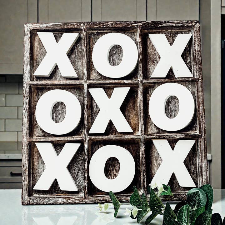 Decoración de mesa de madera hecha a mano, Tic Tac Toe Game Xo, Farmhouse para venta al por mayor de Gia Roma