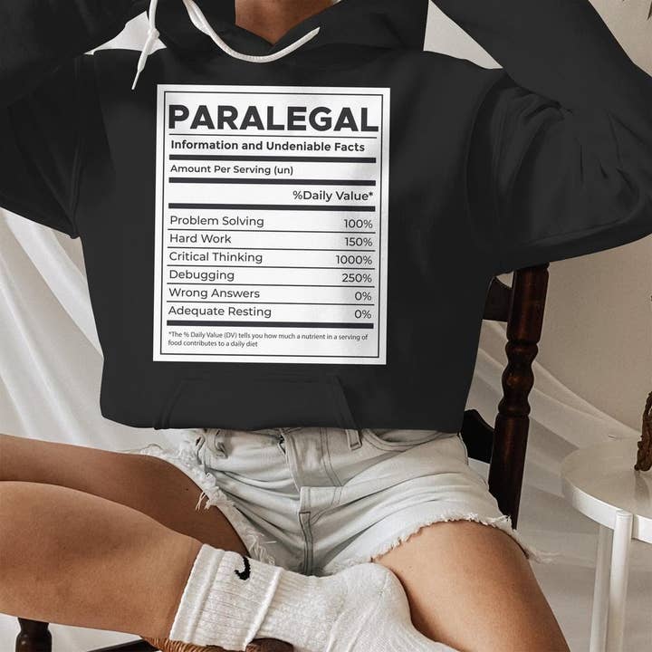 PositiveParty - Wholesale Screen Printed T-Shirt - Women's - Paralegal Shirt, Paralegal Nutrition Facts4