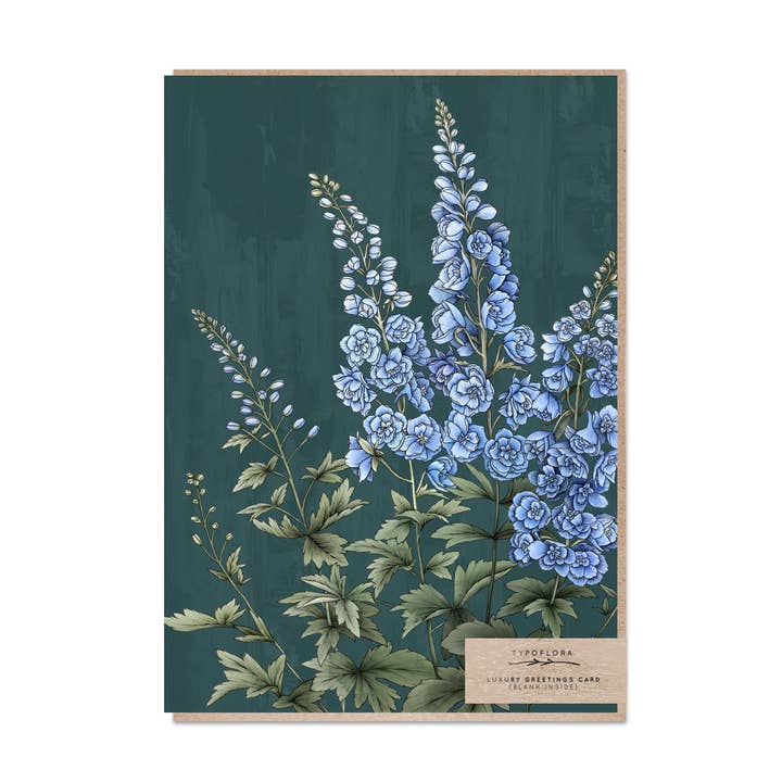 Typoflora - Wholesale Everyday Greeting Card - Delphiniums Portrait Card0