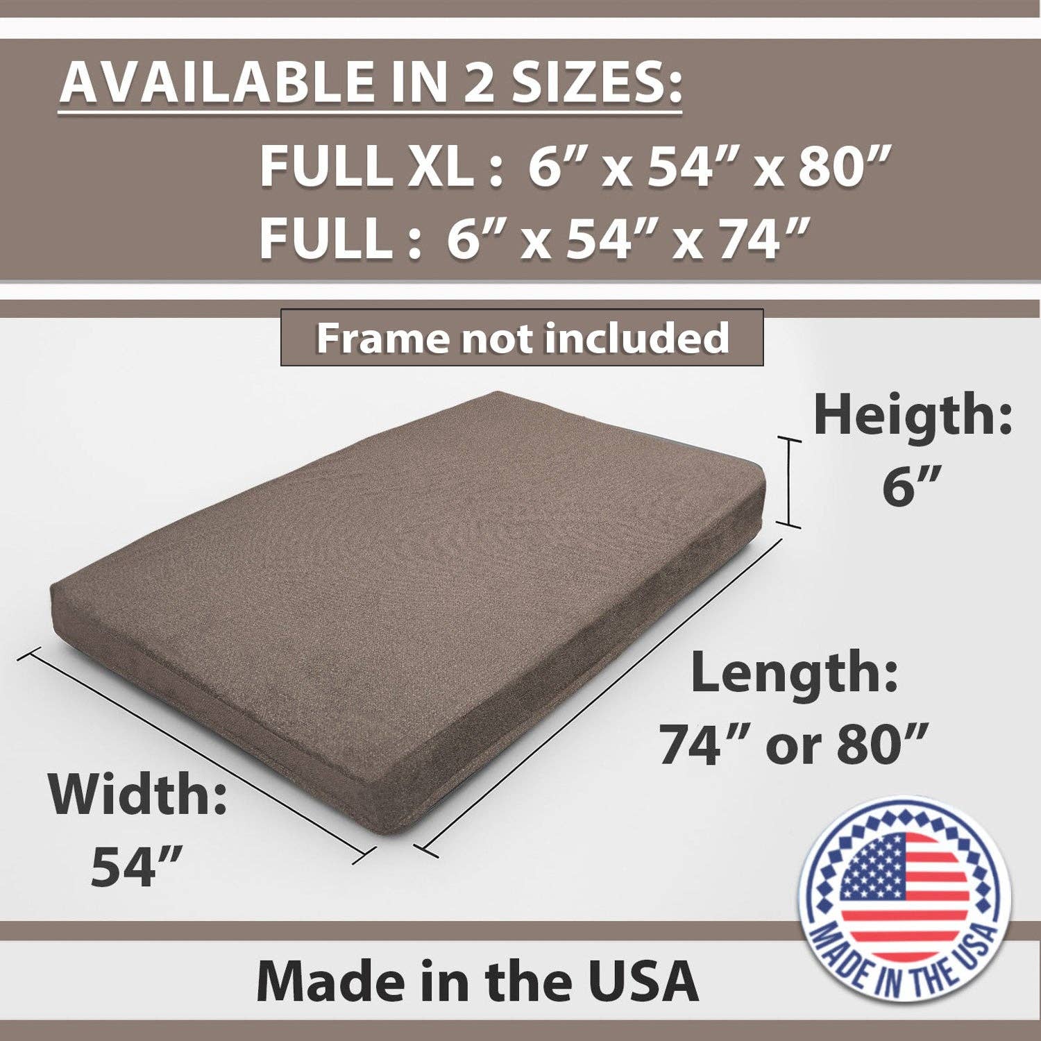 HOMYCASA DESIGN INC - Wholesale Sofa - Memory Foam Infused Futon Mattress Full – Washable Removable Cover, Heavy-Duty Zipper, Thick Foldable Sofa Bed Cushion for Guest Room, Apartment, Dorm (Frame NOT Included)6