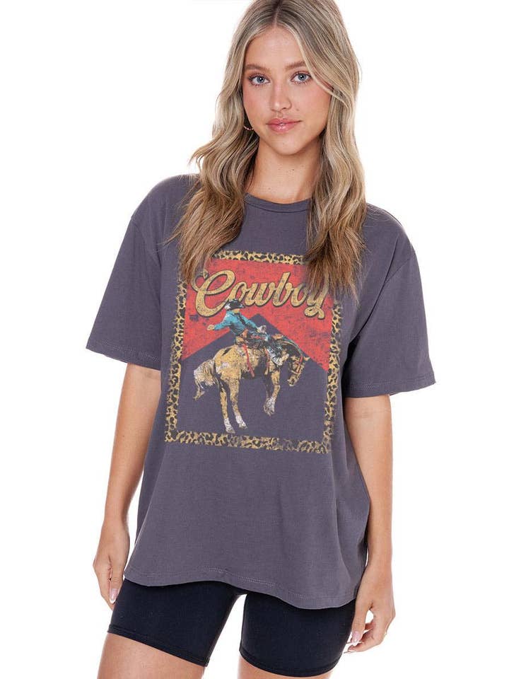 Zutter - Wholesale Screen Printed T-Shirt - Women's - Cowboy Western Vintage Graphic Top