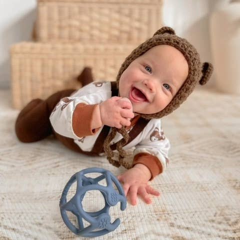 Living Textiles - Wholesale Teether (Not Clip-On) - Baby - Silicone Teething Ball - Steel Blue