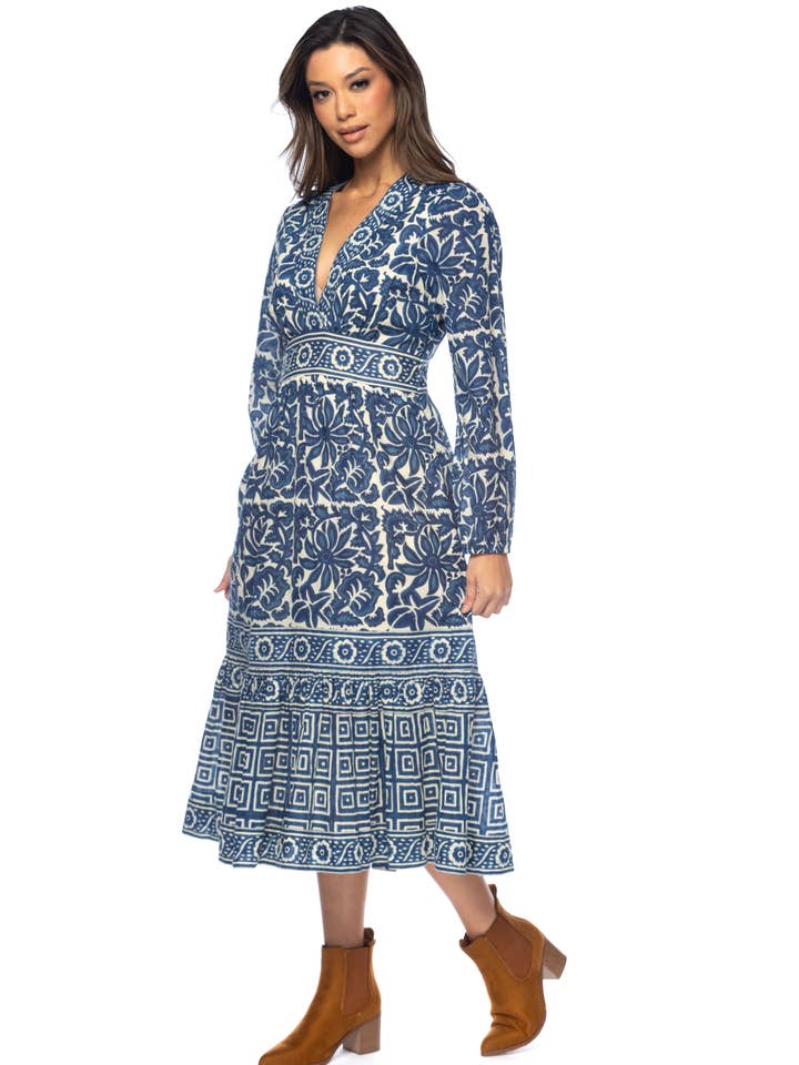 Marineblauwe Kasumi Zwierige Jurk voor wholesale door Tolani