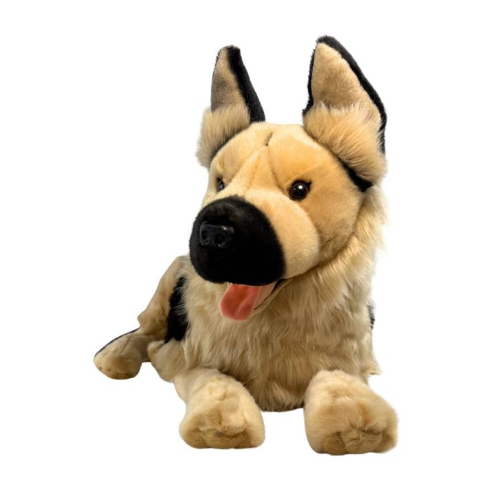 Bocchetta Plush Toys - Wholesale Stuffed/Plush Toy - Kids & Baby - Apollo - German Shepherd with satin pocket - 64cm lying2