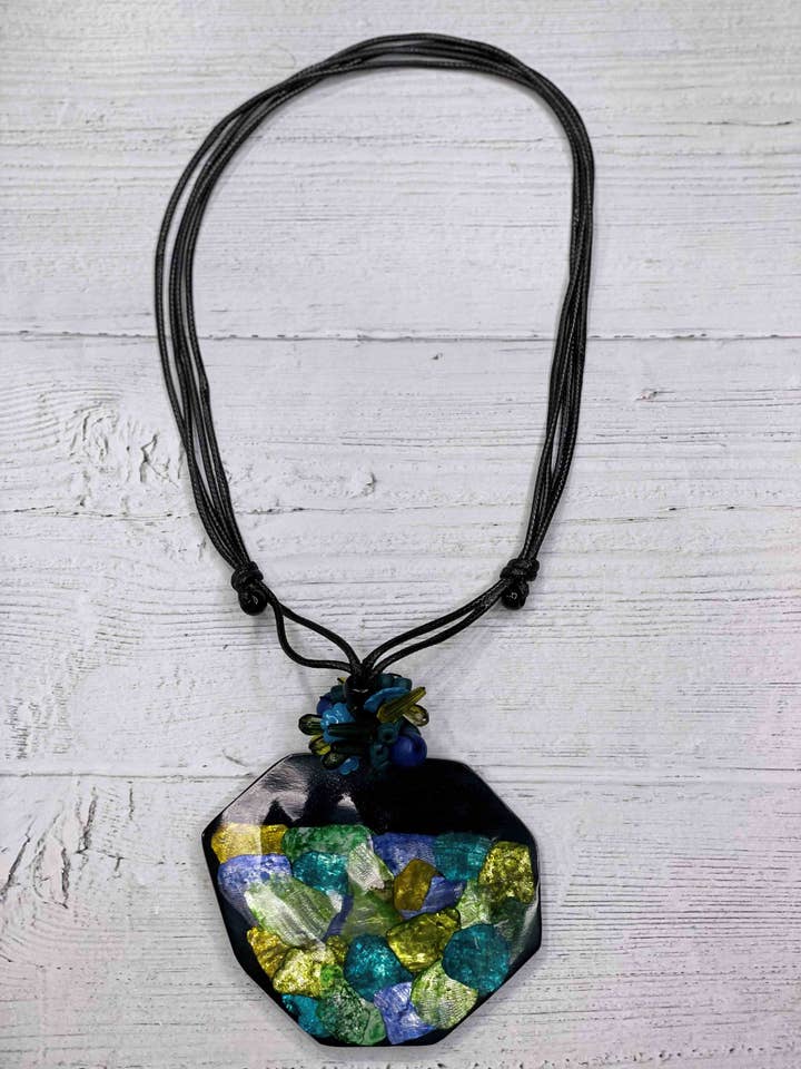 Alisha.D Multi Green Natural & Resin Necklace for wholesale by LIOR / ALISHA D