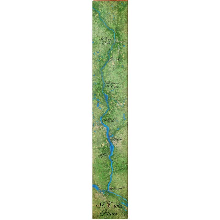 St. Croix River Farbe/Schwarze Textkarte | Wandkunstdruck auf Echtholz für den Großhandel von Mill Wood Art