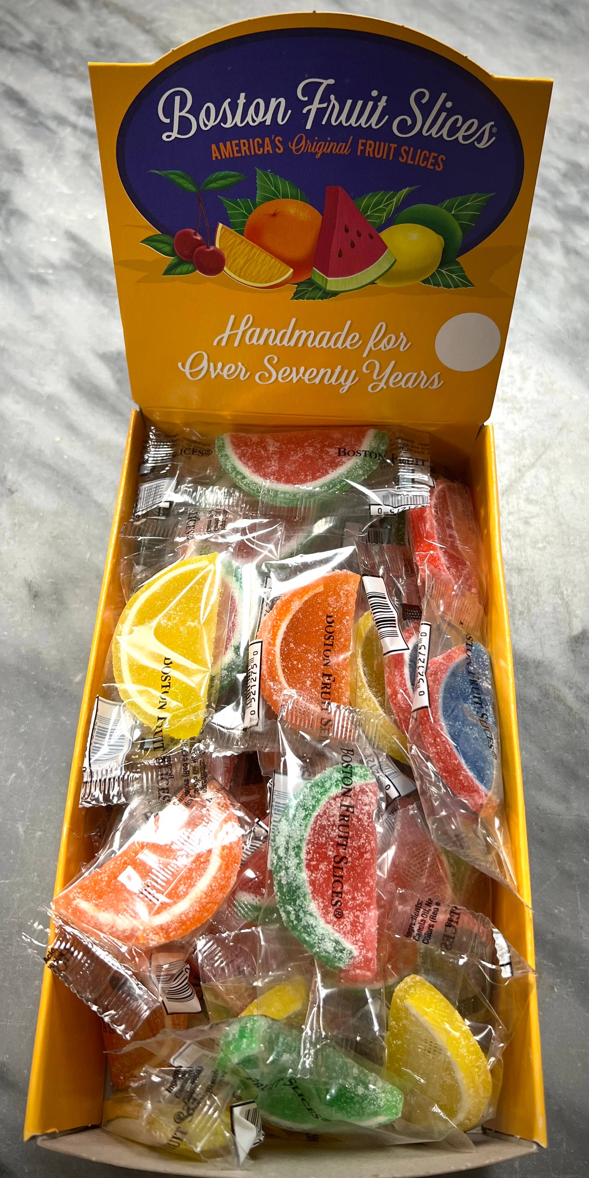 O'Shea's Candies Sweet Shop - Wholesale Gummy - Boston Fruit Slice 🍒 🍊 60 CT Changemaker Individual Box6