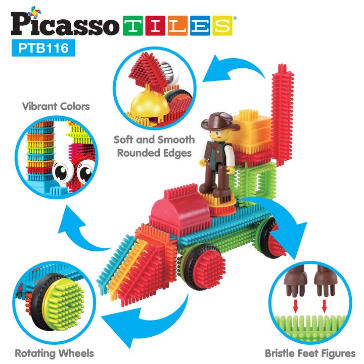 PicassoTiles - Wholesale Building Set - Kids - PicassoTiles PTB116 Hedgehog Building Blocks 116-Piece Set