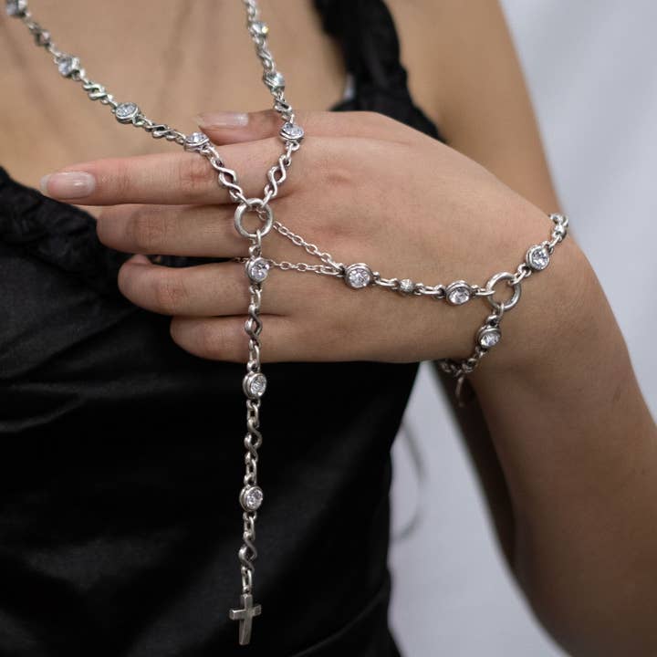 Colar Phoenix Cross - cristal transparente por atacado de Avance