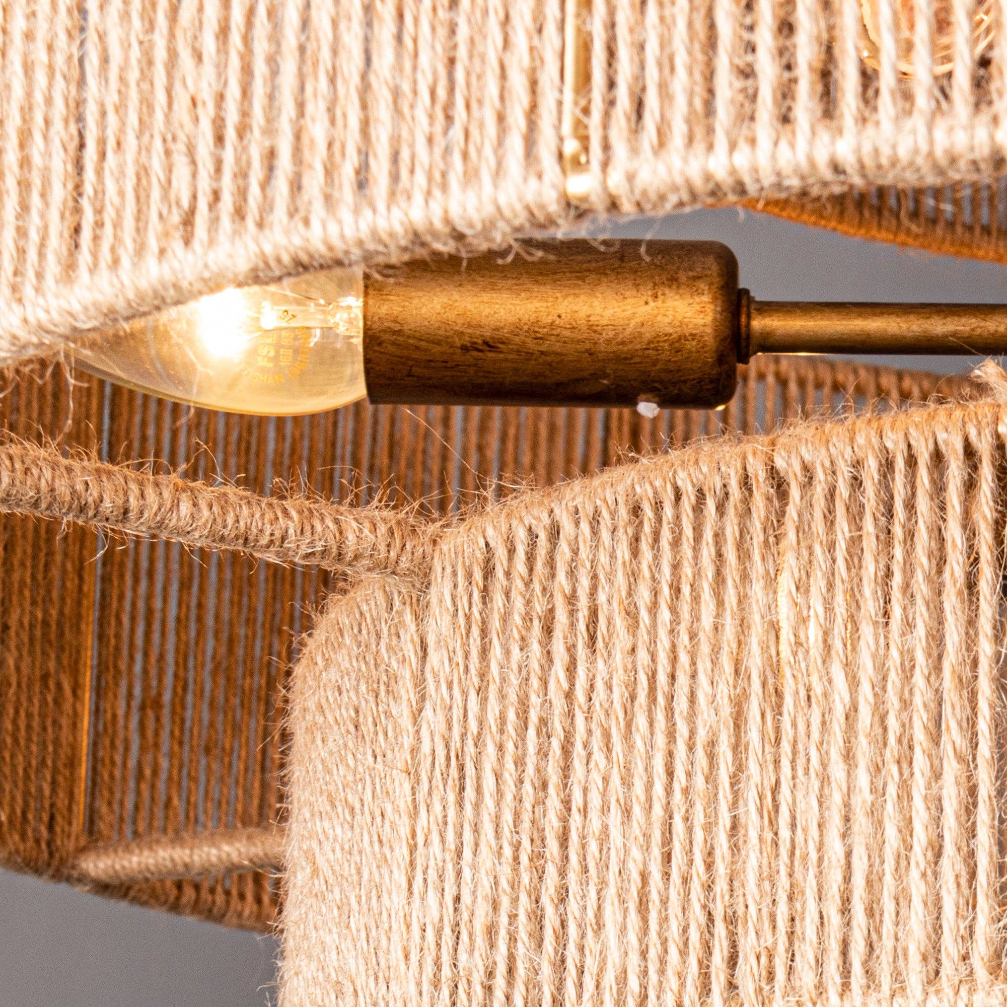 Brio Lighting - Wholesale Chandelier/Hanging Light - Farmhouse Chandelier 24" Gold Metal + Jute 2-Tiered 6-Light12