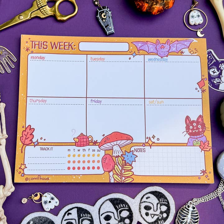 Carnet de planification hebdomadaire | Spooky Cute Buddies | Tear Away Pages pour la vente par Comfhaus