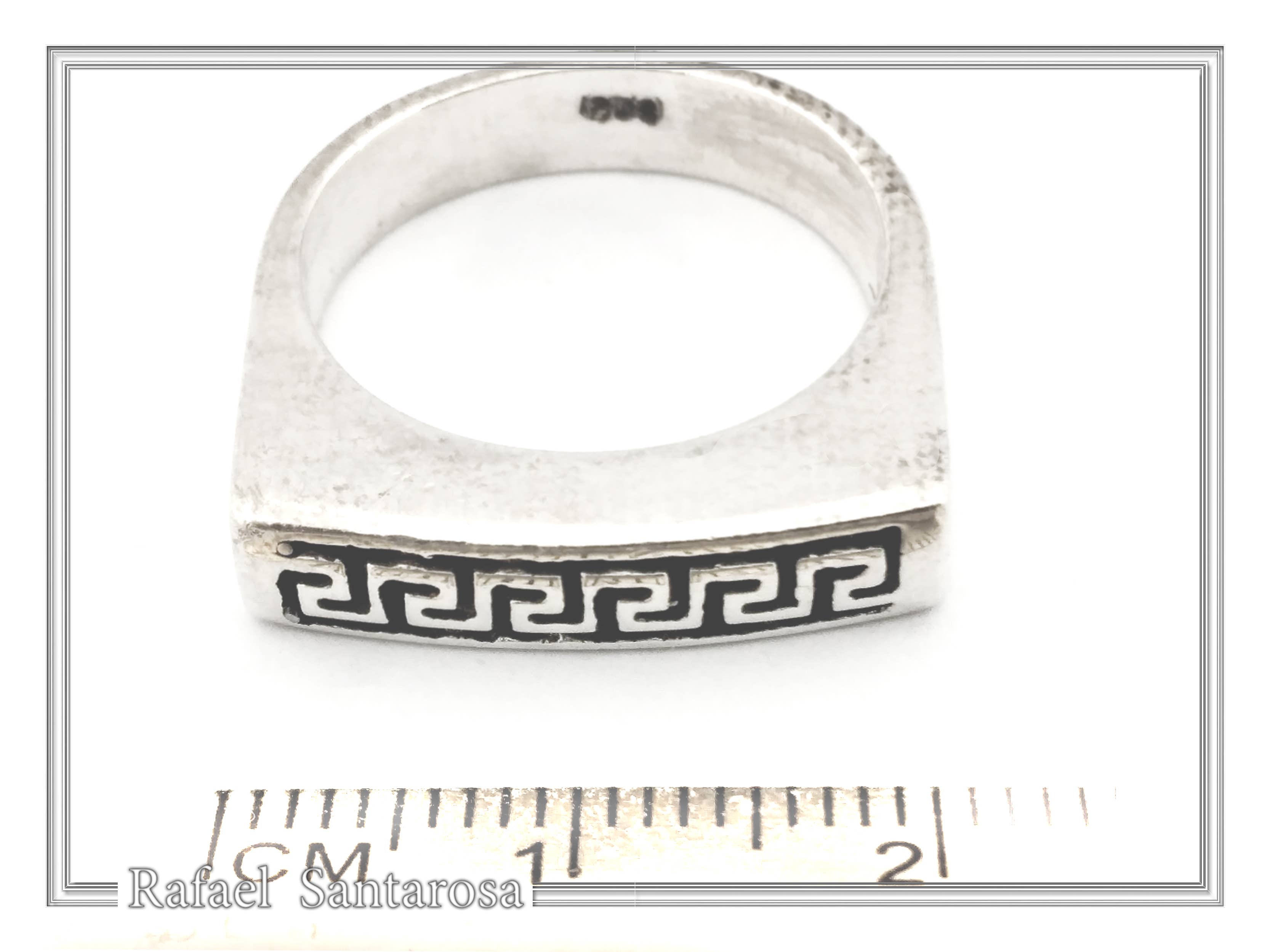 RAFAEL SANTAROSA - Venta al por mayor Anillo de banda/apilable - Anillo Meander con decoración en forma de llave griega sobre plata oxidada4