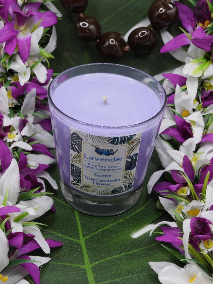 Pot en verre à mèche de coton à la cire de soja lavande pour la vente par Ohanale