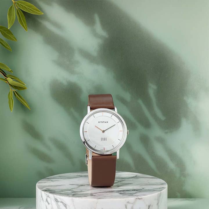 Titan Edge SilverDial Analog Stainless Steel Leather Strap Watch for Men for wholesale by Titan